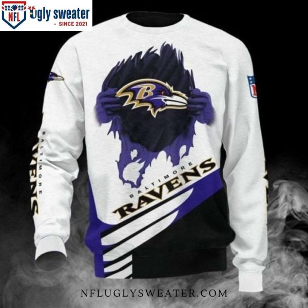 Baltimore Ravens Ugly Christmas Sweater – Ravens Logo And Pattern