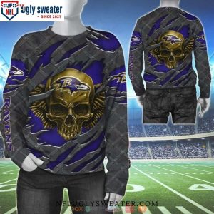 Baltimore Ravens Ugly Christmas Sweater – Trendy Skull Graphic