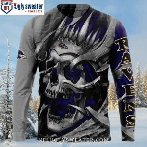 Baltimore Ravens Ugly Sweater With Standout Skull Graphics