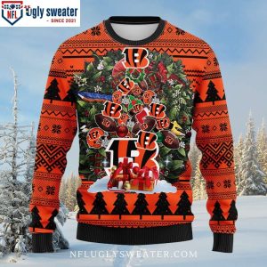 Bengals Holiday Festivities Ugly Christmas Sweater With Christmas Tree Design 1