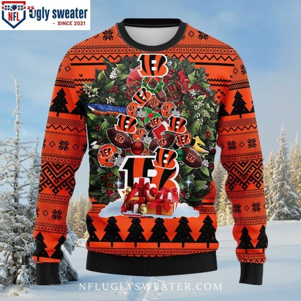 Bengals Holiday Festivities – Ugly Christmas Sweater With Christmas Tree Design