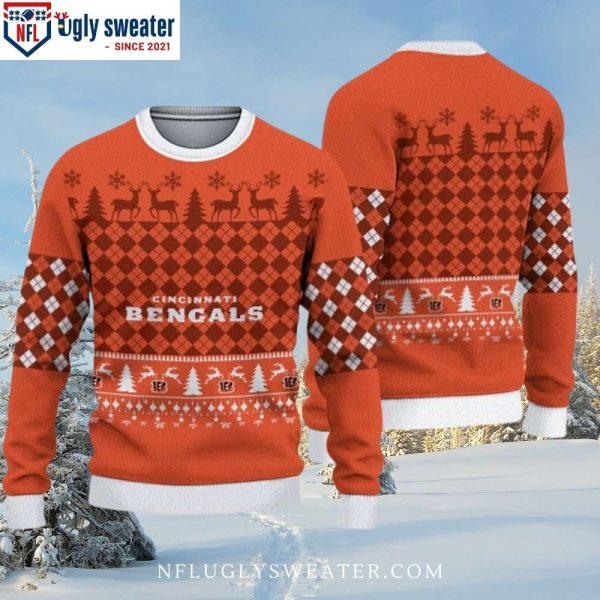 Bengals Wonderland Ugly Sweater – Logo Print, Reindeer And Christmas Tree