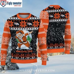 Broncos Ugly Sweater – Jolly Holiday Vibes With Santa Claus Ho Ho Ho Graphic