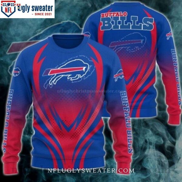 Buffalo Bills Red And Blue Gradient Christmas Sweater