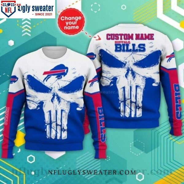 Buffalo Bills Skull Logo Ugly Christmas Sweater – Personalized Ugly Bills Sweater