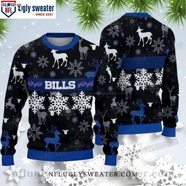 Buffalo Bills Snowflakes And Reindeer – Ugly Bills Sweater