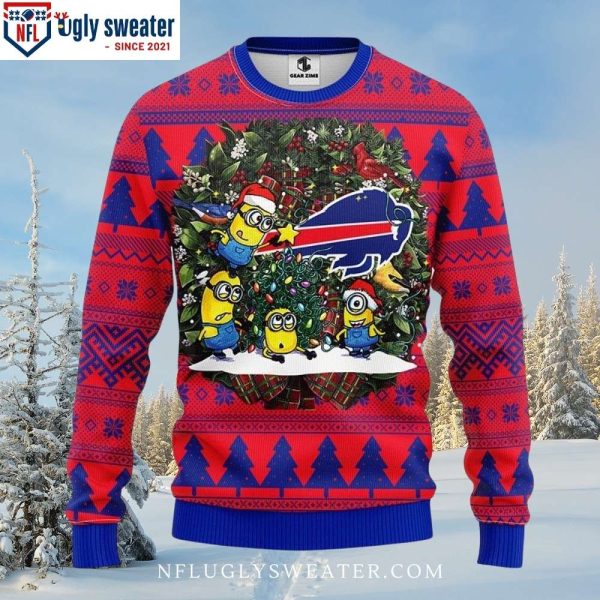 Buffalo Bills Tree Ball Ugly Christmas Sweater With Wreath Design