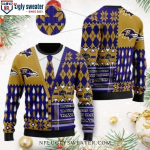 Cardigan Style Ravens Ugly Christmas Sweater Unique Gift For Fans