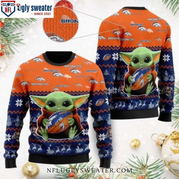 Celebrate Christmas With Denver Broncos – Baby Yoda Ugly Sweater