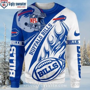 Celebrate With Buffalo Bills Ugly Christmas Sweater Featuring Football Helmets 1 3