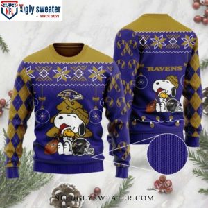 Charlie Brown Peanuts Snoopy Ravens Ugly Christmas Sweater