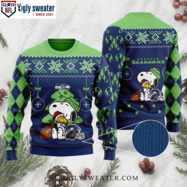 Charlie Brown Peanuts Snoopy Seattle Seahawks Christmas Sweater For Fans