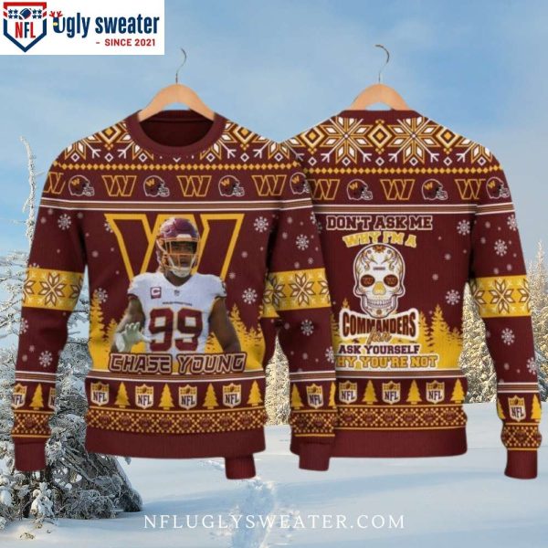 Chase Young Themed Washington Commanders Ugly Christmas Sweater