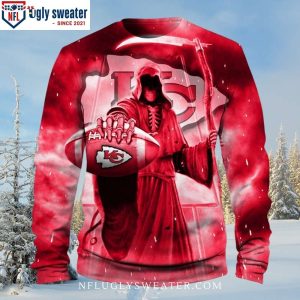 Cheer Your Team With Kc Chiefs Grim Reaper Ugly Christmas Sweater