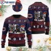 Chicago Bears Ugly Christmas Sweater – Logo Print With Cute Skulls Pumpkin Graphic