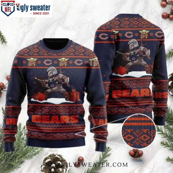 Chicago Bears Christmas Gifts – Ugly Sweater With Baby Yoda Boba Fett Design