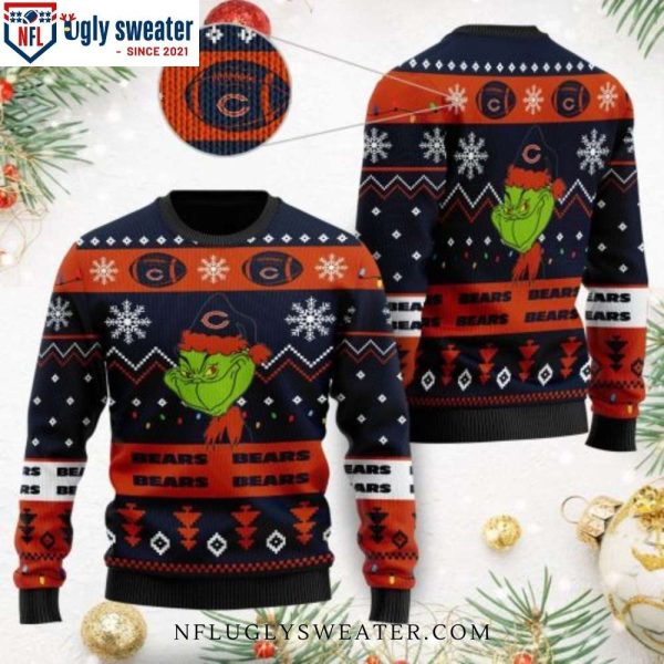 Chicago Bears Christmas Gifts – Ugly Sweater With Cute Grinch Design