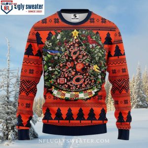 Chicago Bears Christmas Sweater – Logo Print With Tree Ball Christmas