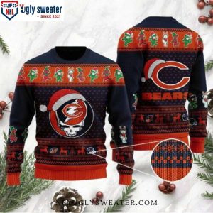 Chicago Bears Grateful Dead Skull And Bears Design Xmas Sweater