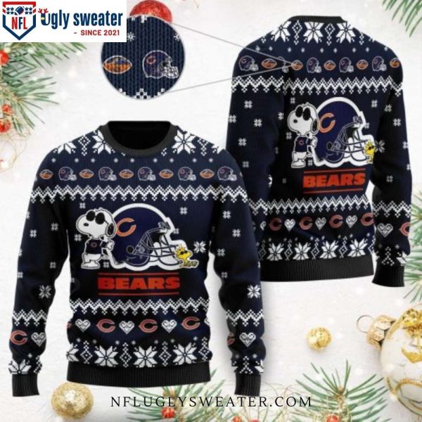 Chicago Bears Logo Print Snoopy Show Football Helmet Sweater