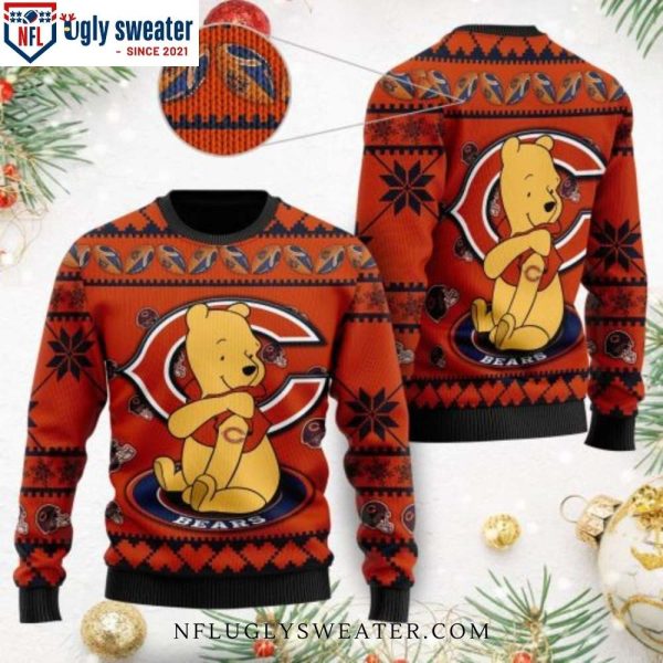 Chicago Bears Ugly Christmas Sweater – Festive Winnie The Pooh Design