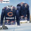 Chicago Bears Ugly Christmas Sweater – Reindeer Pattern With Festive Snow