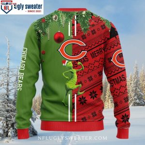 Chicago Bears Ugly Christmas Sweater – Logo Print With Grinch And Scooby-Doo