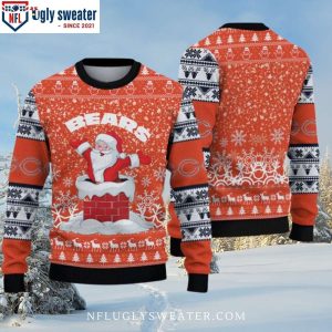 Chicago Bears Ugly Christmas Sweater – Logo Print With Santa Claus Graphic