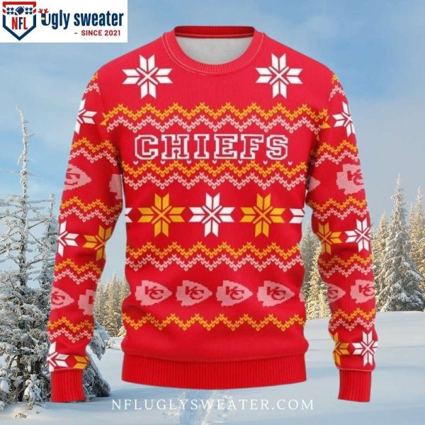 Chiefs Kingdom Winter Wonderland – Ugly Sweater With Snowflake Pattern