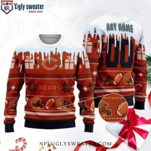 Chill Holiday Vibes – Custom Name Chicago Bears Logo Print Xmas Sweater