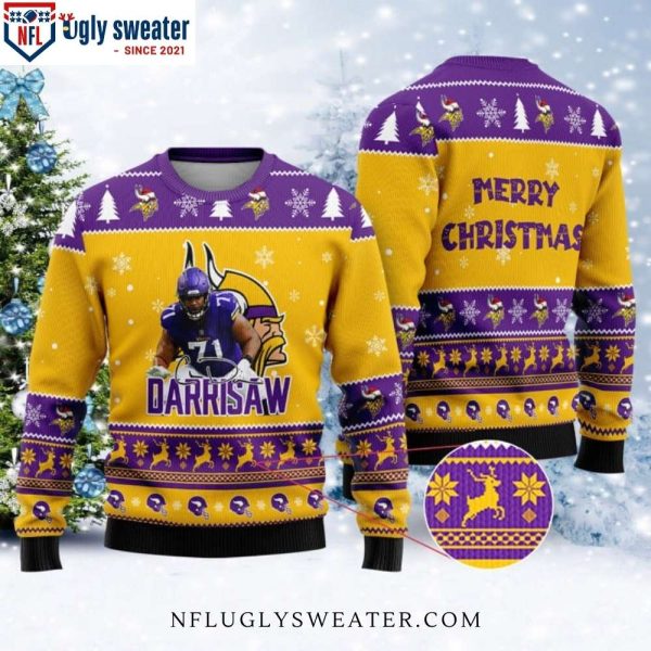 Christian Darrisaw Merry Xmas Vikings Christmas Sweater