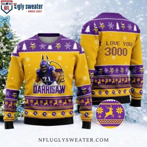 Christian Darrisaw Player – I Love You 3000 – Mn Vikings Ugly Christmas Sweater