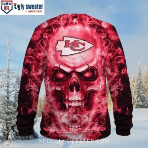 Christmas Gifts For Kc Chiefs Fans Fire Skull Ugly Sweater 2