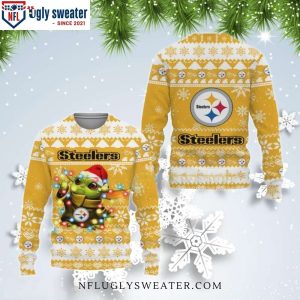 Christmas Light Delight – Pittsburgh Steelers Baby Yoda Ugly Christmas Sweater