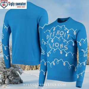 Christmas Light Motifs On Detroit Lions Ugly Sweater