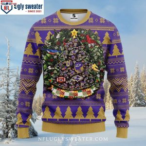 Christmas Tree Ball Graphics Ravens Ugly Christmas Sweater Gift For Fans