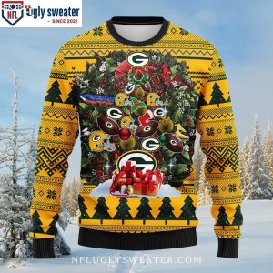 Christmas Tree Ball Print On Green Bay Packers Ugly Christmas Sweate