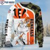 Cincinnati Bengals Logo Print And Tree Beach Gradient Holiday Sweater