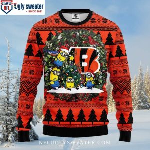 Cincinnati Bengals Holiday Cheer Minion Ugly Christmas Sweater For Him 1