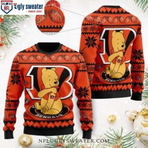 Cincinnati Bengals Holiday Sweater With Cute Winnie The Pooh Bear Design