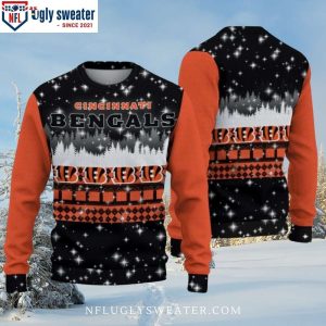 Cincinnati Bengals Logo Print And Christmas Forrest Pattern Holiday Sweater