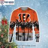 Cheerful Bengals Christmas Sweater – Logo And Santa Christmas