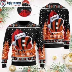 Cincinnati Bengals Symbol Wearing Santa Claus Hat Personalized Ugly Christmas Sweater