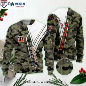 Cincinnati Bengals Ugly Christmas Sweater With Camouflage Pattern