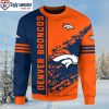 Festive Denver Broncos Ugly Sweater – Symbol With Santa Hat Design