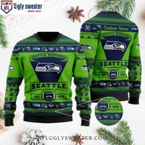 Classic Football Team Logo Seattle Seahawks Ugly Christmas Sweater