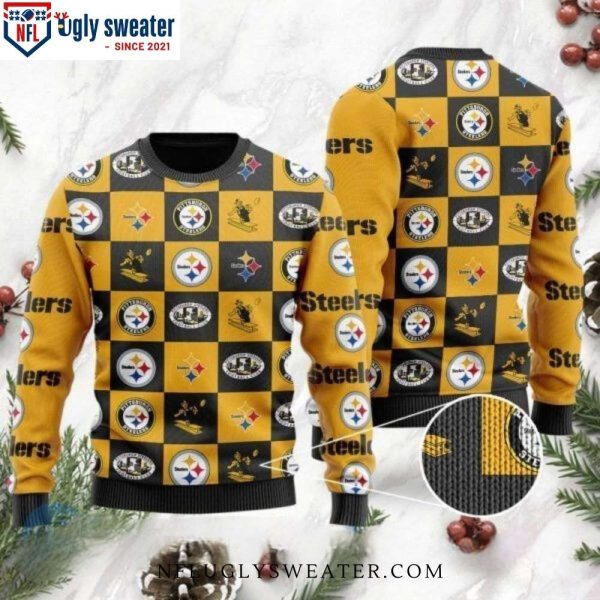 Classic Logo Checkered Flannel Steelers Ugly Sweater