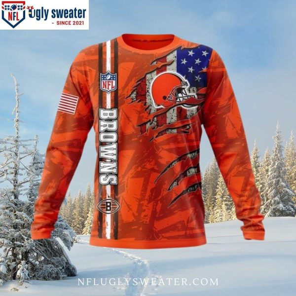 Cleveland Browns American Flag Ugly Sweater – Unique Fan Apparel