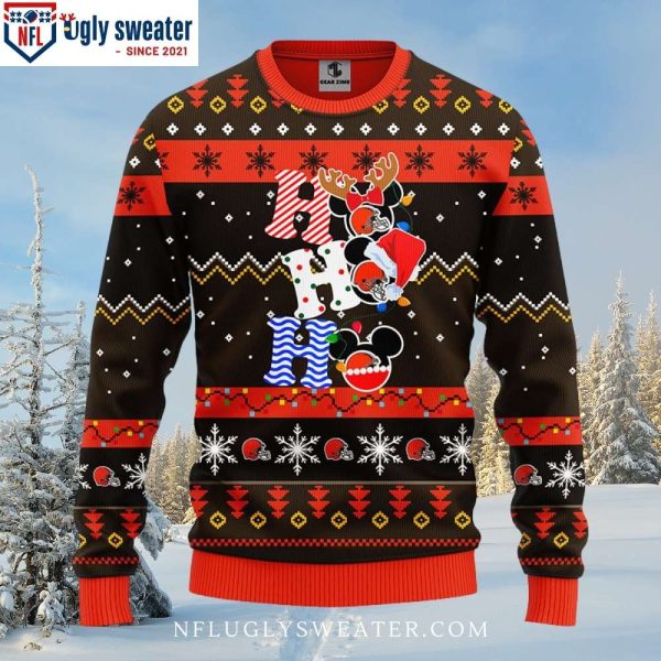 Cleveland Browns Christmas Sweater – Ho Ho Ho Mickey Graphics