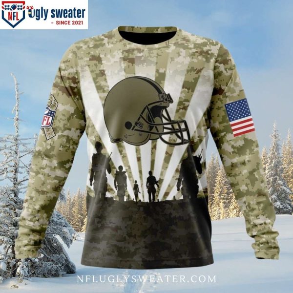 Cleveland Browns Gifts For Him – American Flag Fan Sweater